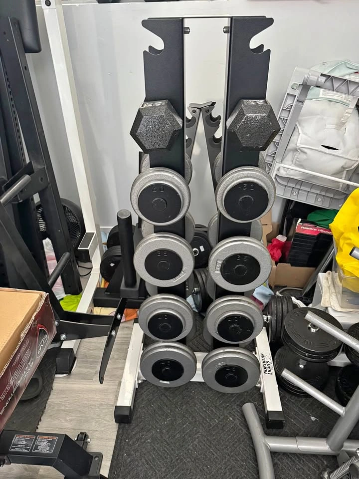 Metal Plate Dumbbell Set w/ Stand