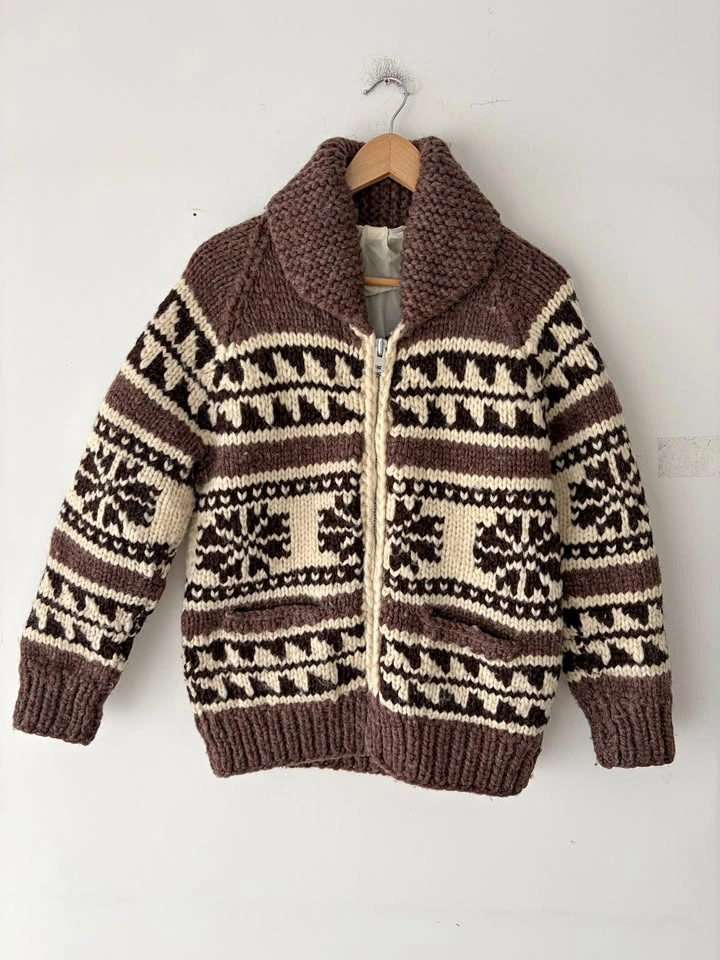Vintage Cowichan Women's Wool Cardigan Sweater Size S