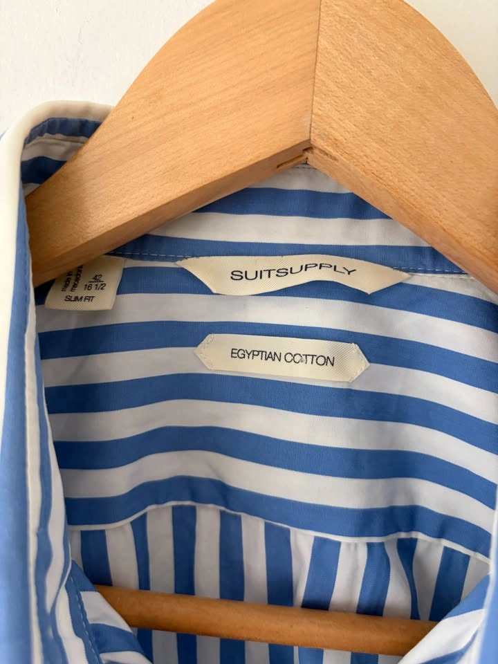 Suitsupply Egyptian Cotton Stripped Slim Fit Shirt Size 16.5 - photo 3