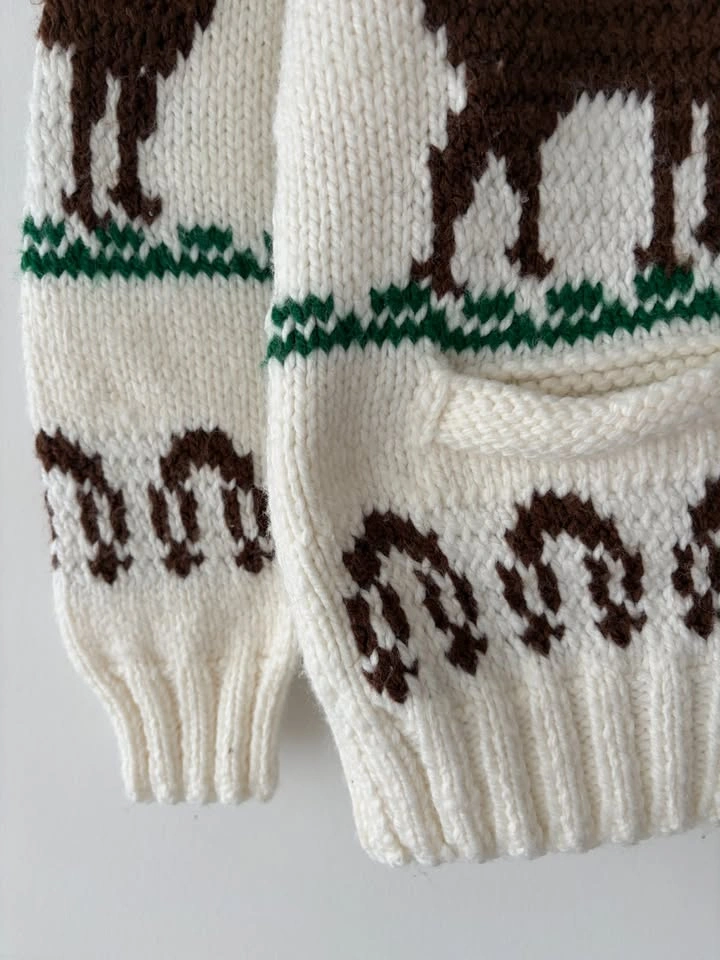 Vintage 60's Cowichan Deer Buck Elk Wool Cardigan Sweater M - photo 4