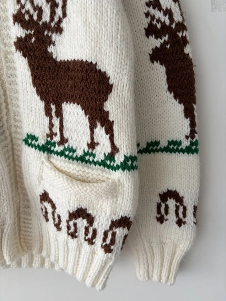 Vintage 60's Cowichan Deer Buck Elk Wool Cardigan Sweater M - photo 5