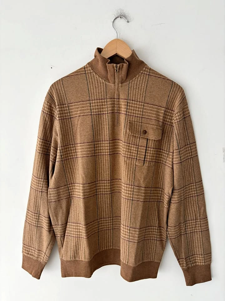 Ralph Lauren Polo Golf Mens Houndstooth Quarter-zip Pullover Siz
