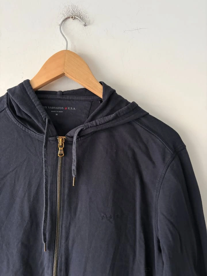 John Varvatos Lightweight Navy Full Zip Hoodie Sweatshirt Size M - photo 2