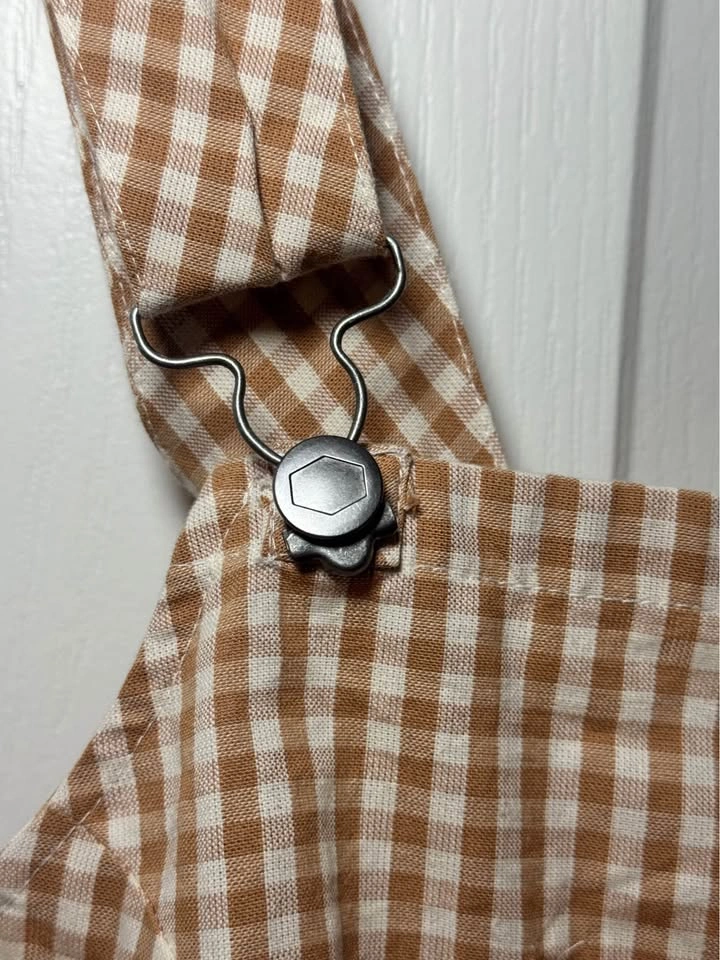 NWT RVCA Forager Cotton Gingham Romper - Size L/12 - Sand/Tan Wh - photo 5
