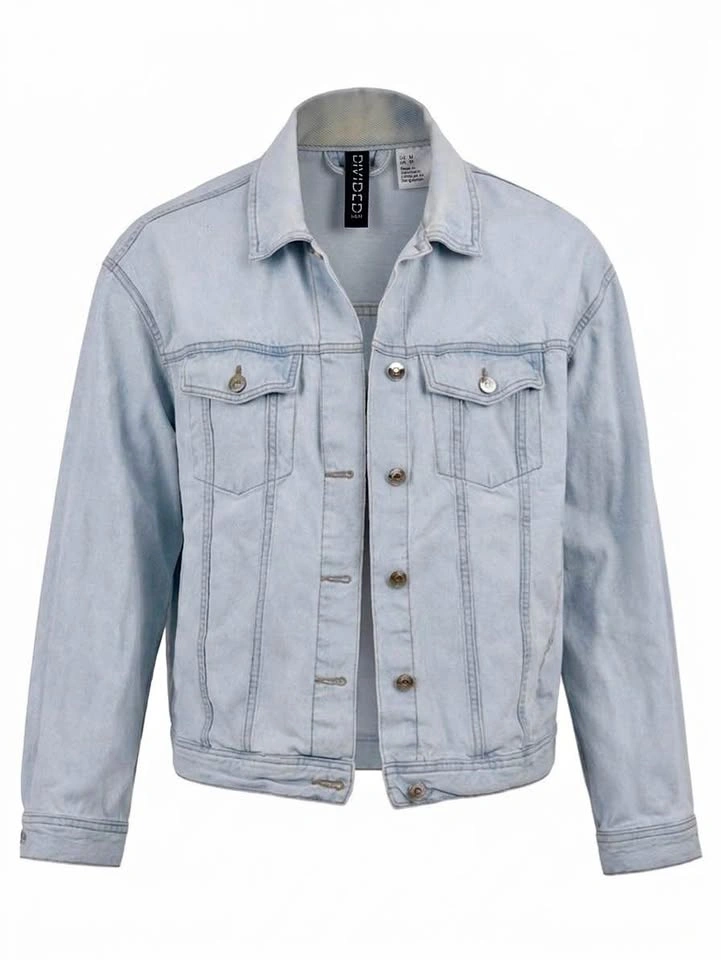 H&M Divided Light Wash Denim Jacket Size M Cropped Trucker Casua