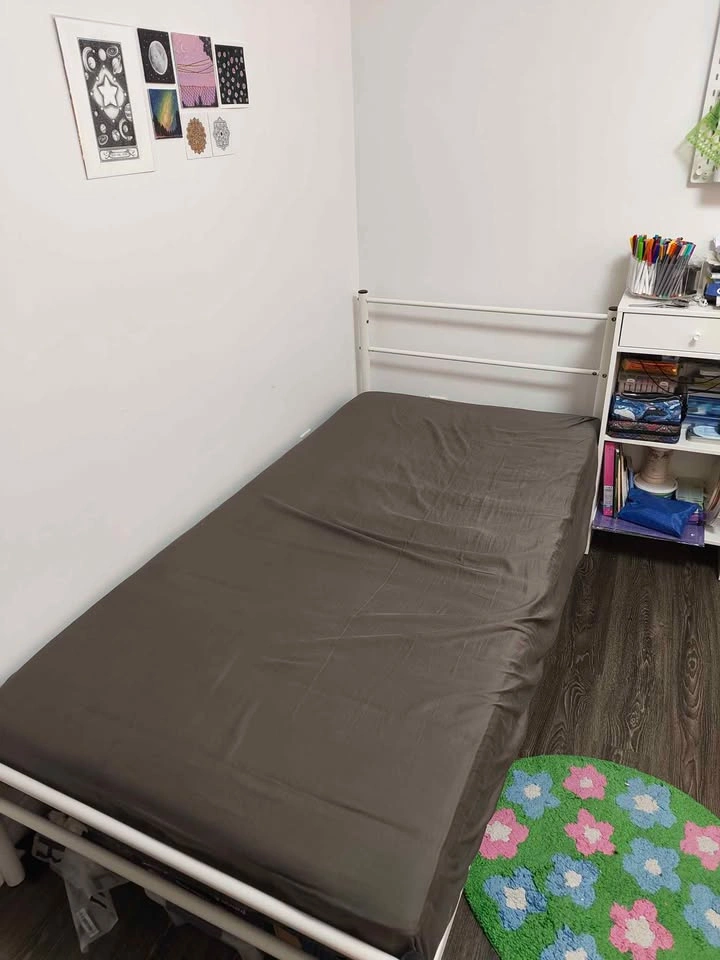 White Metal Single/Twin Bed Frame and IKEA Mattress - photo 4