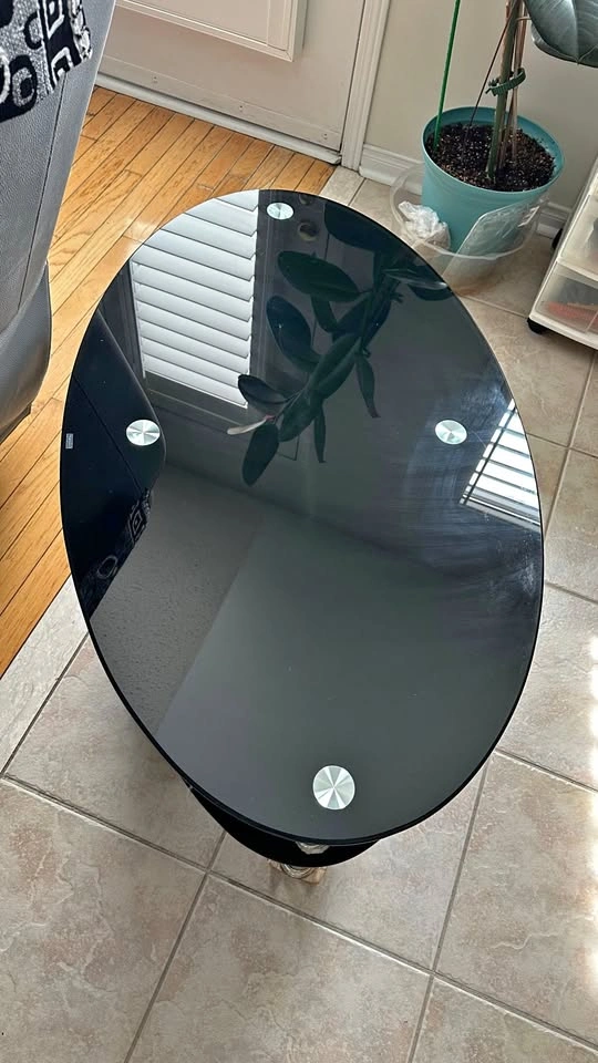 Black Glass Coffee Table – Oval - PICKUP ONLY