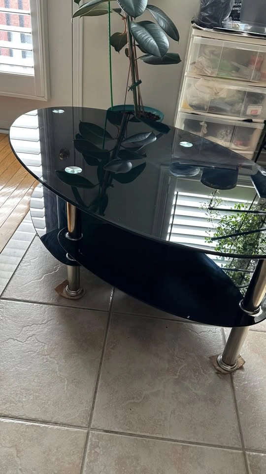 Black Glass Coffee Table – Oval - PICKUP ONLY - photo 2