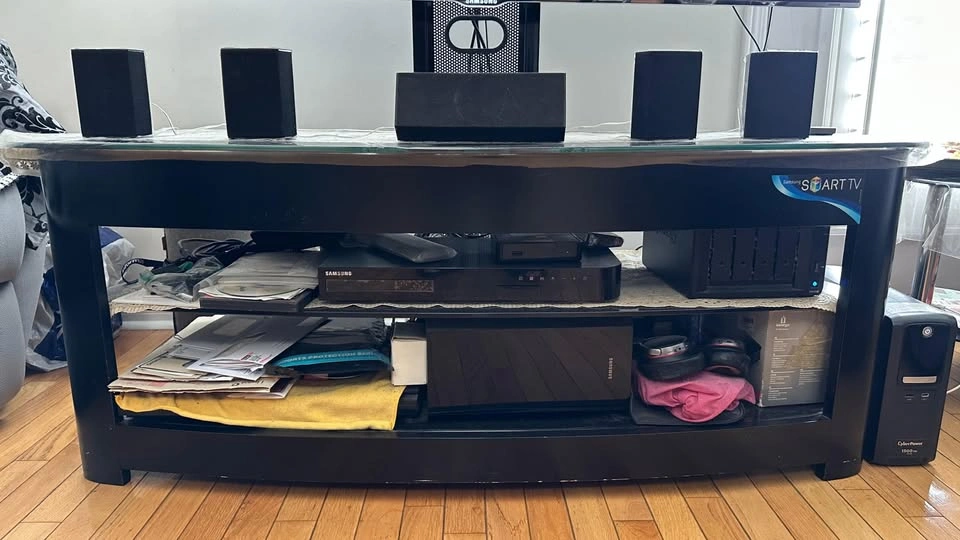 Glass TV Stand with Swivel Mount - PICKUP ONLY - photo 3