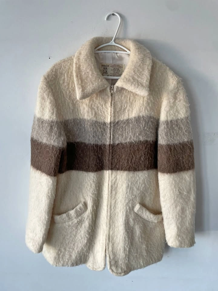 Vintage HILDA Ltd Icelandic Wool Stripe Men Coat Size L