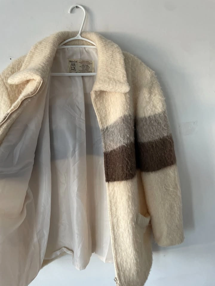 Vintage HILDA Ltd Icelandic Wool Stripe Men Coat Size L - photo 4