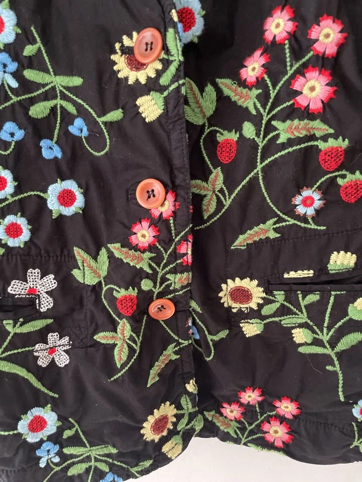 Johnny Was Black Floral Embroidered Blazer Crop Jacket Size L - photo 4