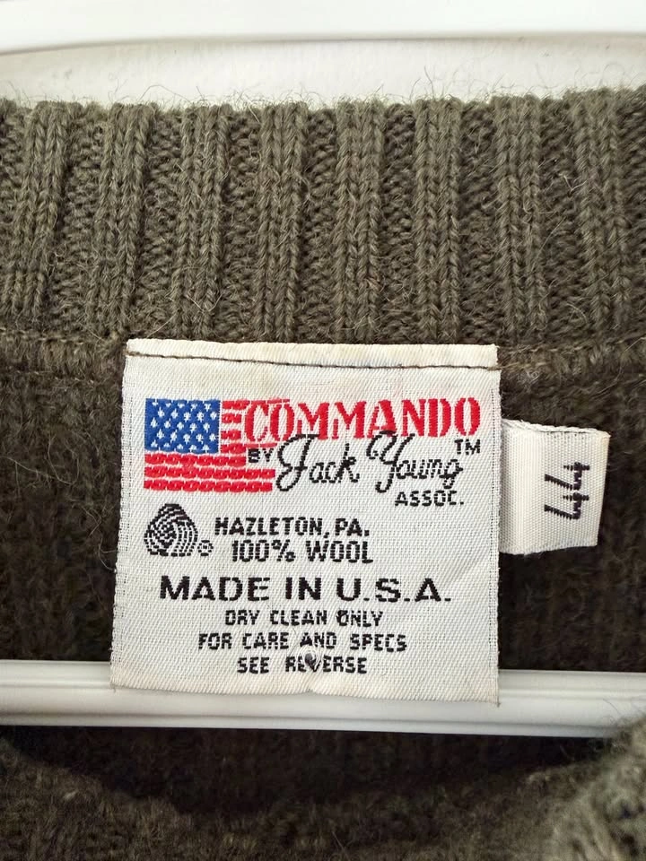 Vintage Commando Jack Young Wool Green Military Sweater Size 44 - photo 2