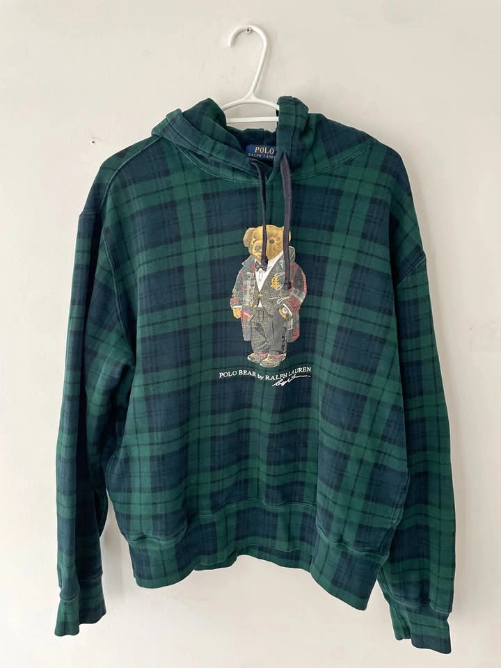 Polo Ralph Lauren Plaid Polo Bear Hoodie Size L