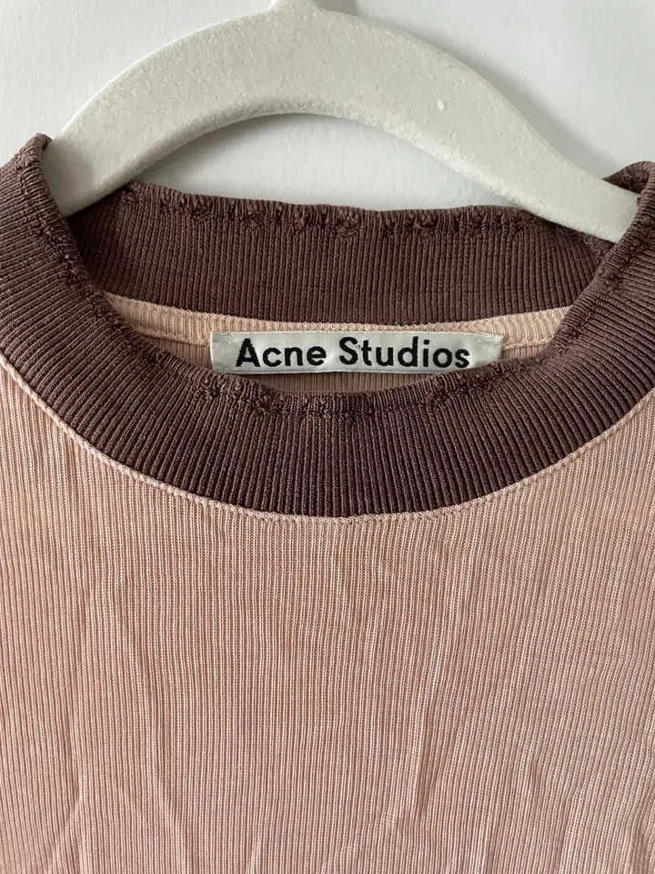 Acne Studios Pink & Brown Distressed Ringer T-Shirt Size S - photo 3