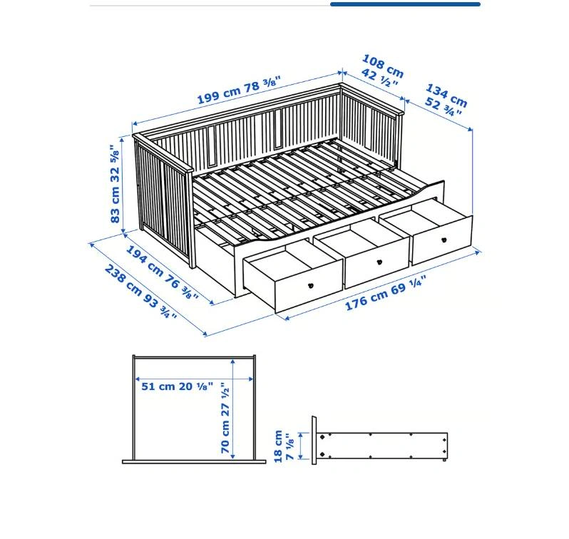 IKEA Hemnes Daybed with 3 Drawers + Mattresses - photo 4