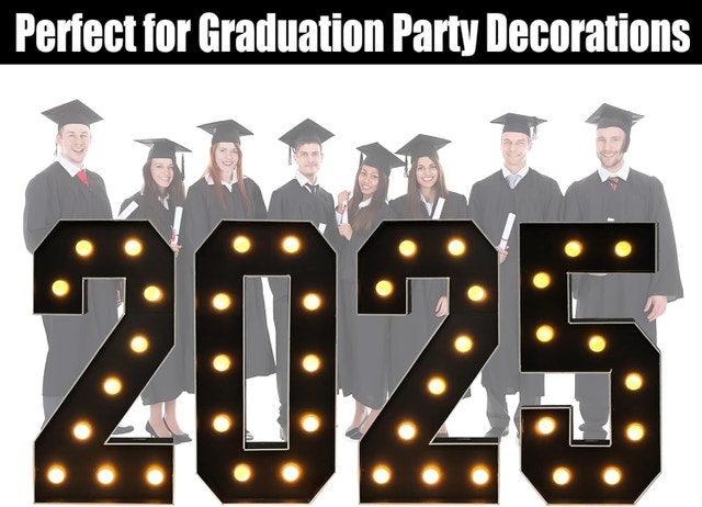 3ft Black Numbers 2025 Graduation Party Decorations Large LED - photo 3