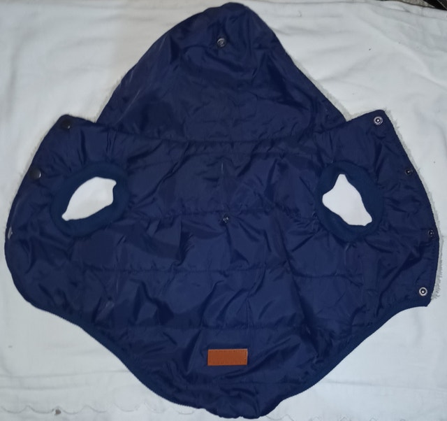 Large Blue Fleece Lined Dog Hoodie - Extra Warm Winter Coat - photo 3