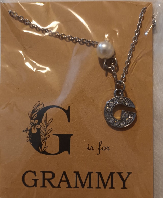 NEW G is for Grammy Necklace with Gems & Pearl