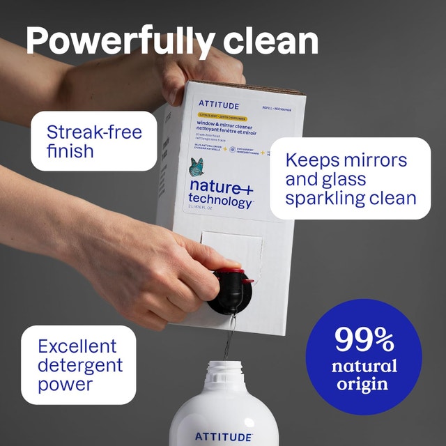 NEW ATTITUDE Window & Mirror Cleaner, EWG, Streak-Free, 800ml - photo 4