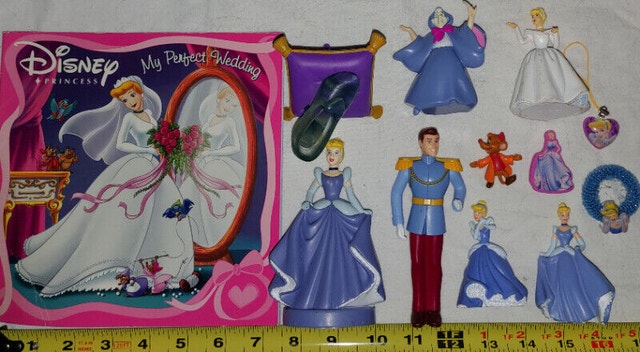 3 Sets Disney Princess Cinderella Books & Toys Figures