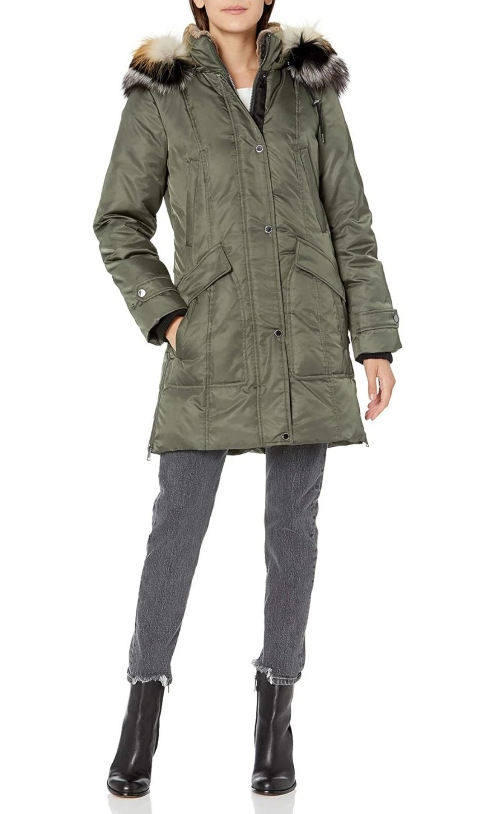 1 Madison Women's Down Winter Coat - Green, Size XS