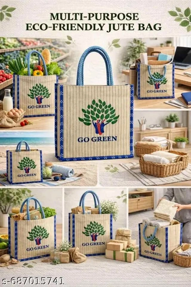 Handmade Go Green Jute Bag with Zipper