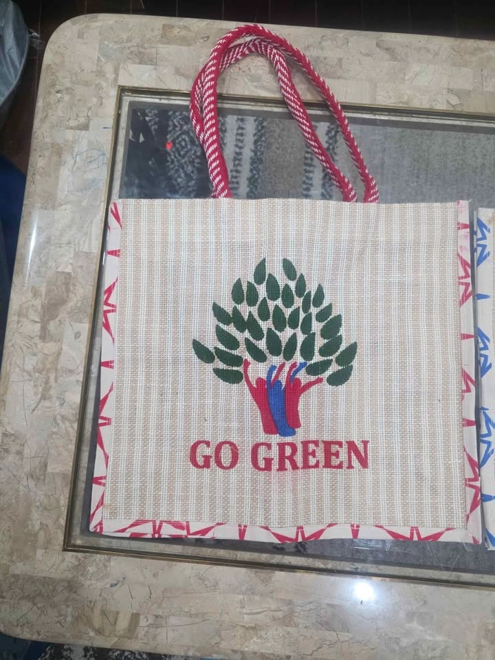 Handmade Go Green Jute Bag with Zipper - photo 2