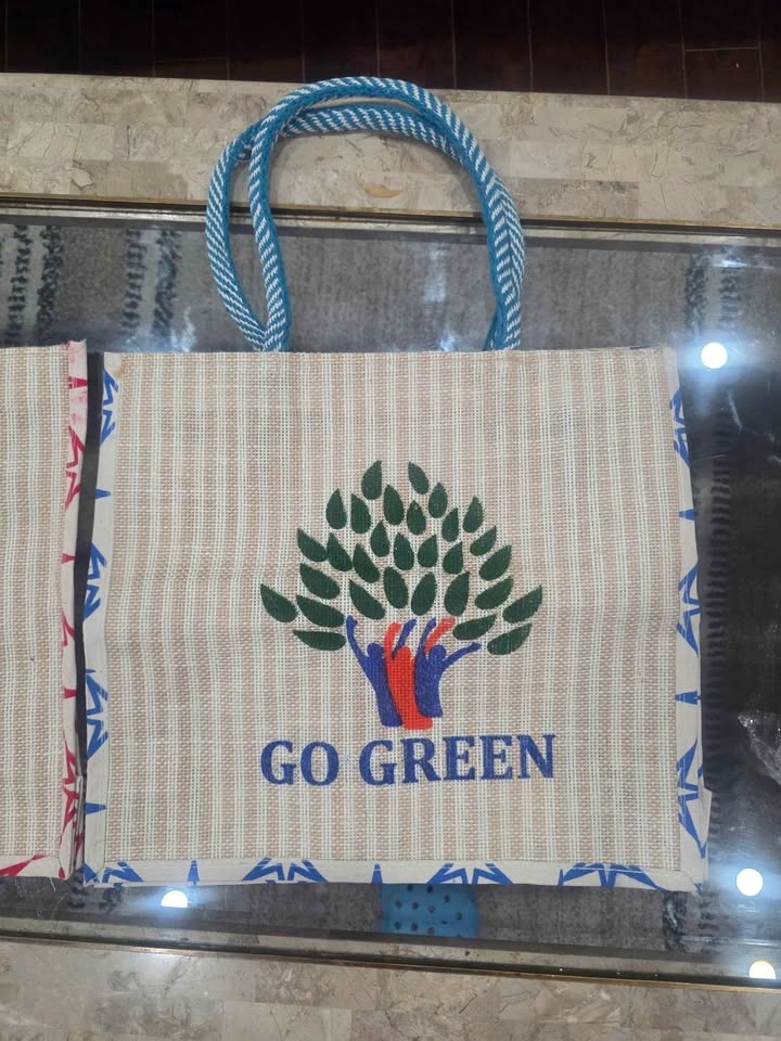 Handmade Go Green Jute Bag with Zipper - photo 3