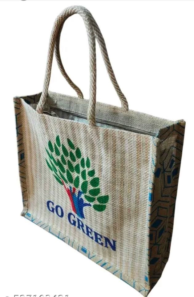 Handmade Go Green Jute Bag with Zipper - photo 4
