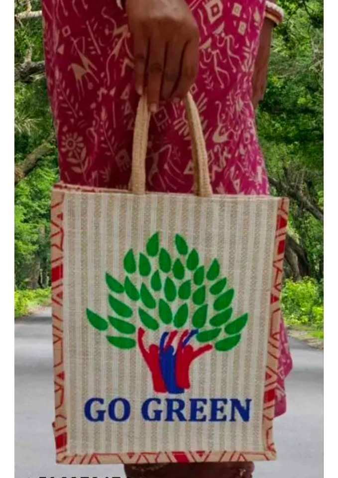 Handmade Go Green Jute Bag with Zipper - photo 5