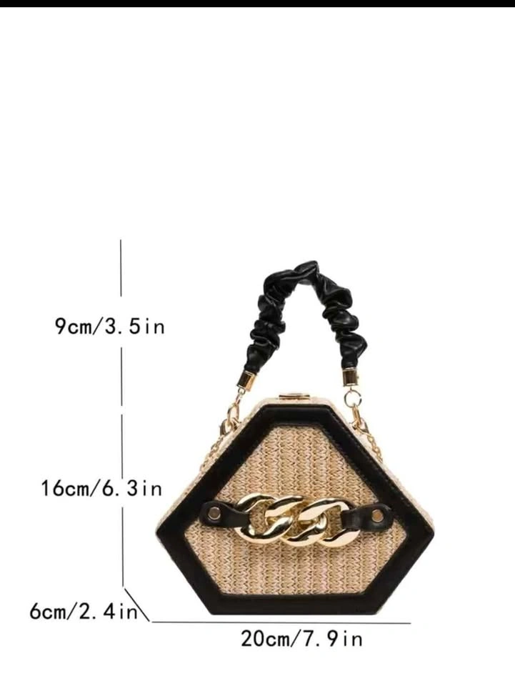 Mini Chain Decor Straw Satchel Bag - photo 5