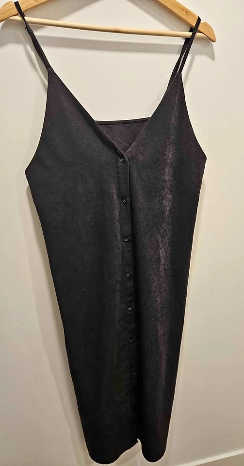 Black Button Slip Dress (Size: L)