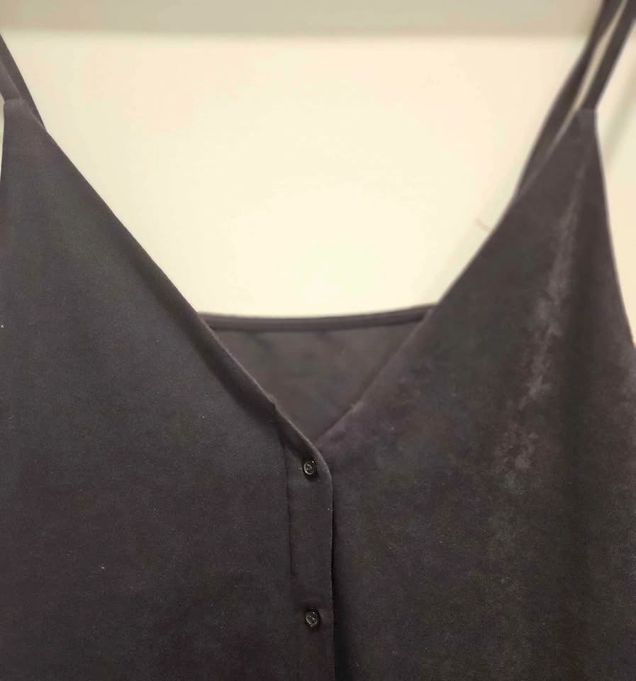 Black Button Slip Dress (Size: L) - photo 2