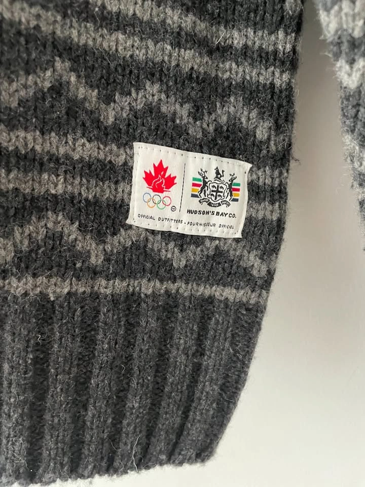 Hudsons Bay Team Canada Wool Knit 1/4 Zip Sweater Size L - photo 2