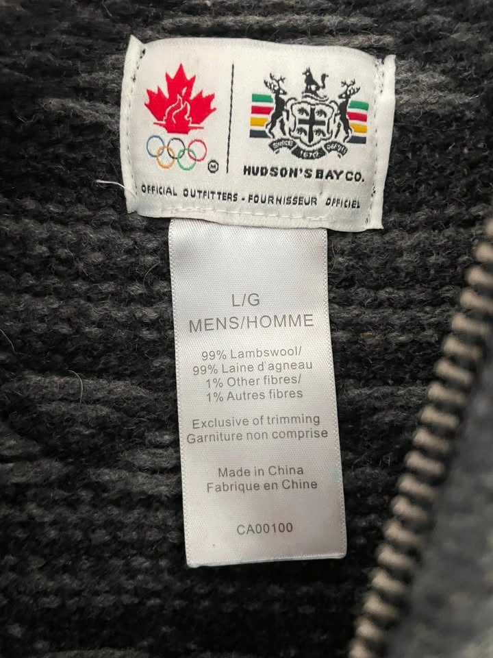 Hudsons Bay Team Canada Wool Knit 1/4 Zip Sweater Size L - photo 3