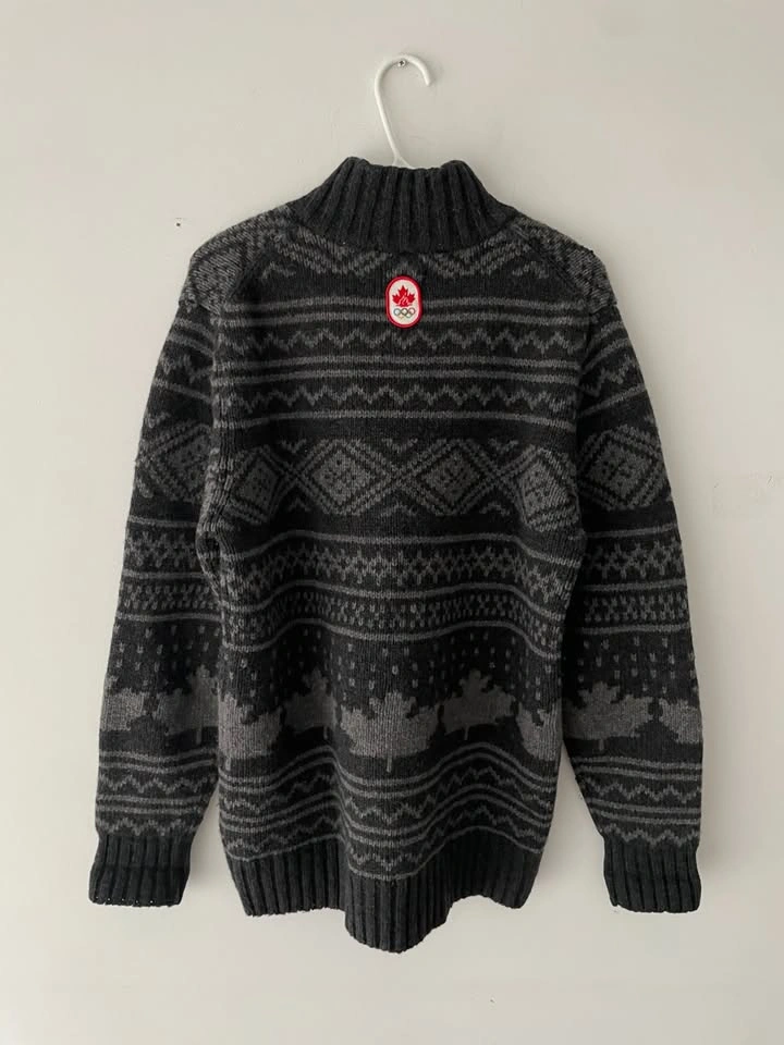 Hudsons Bay Team Canada Wool Knit 1/4 Zip Sweater Size L - photo 4