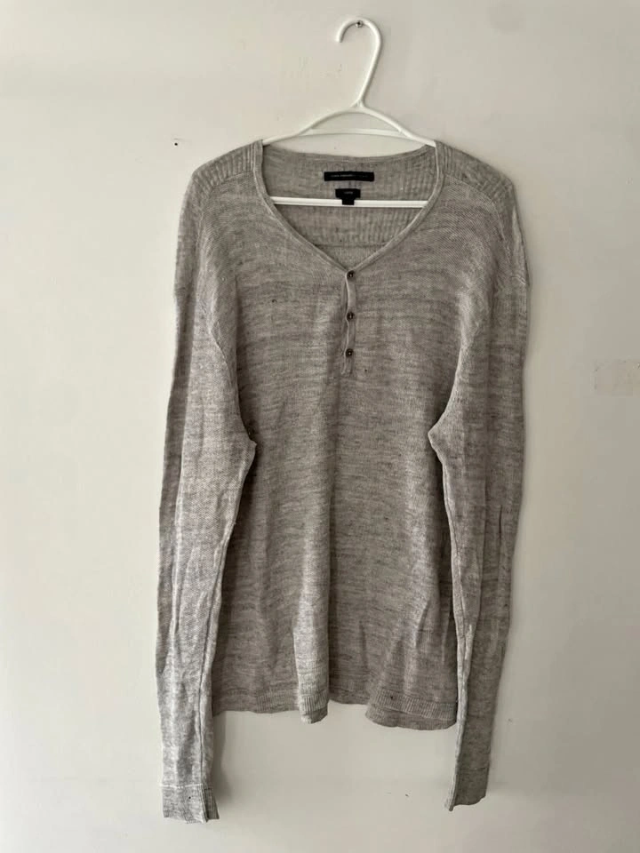 John Varvatos Luxe Henley Knit Sweater XL