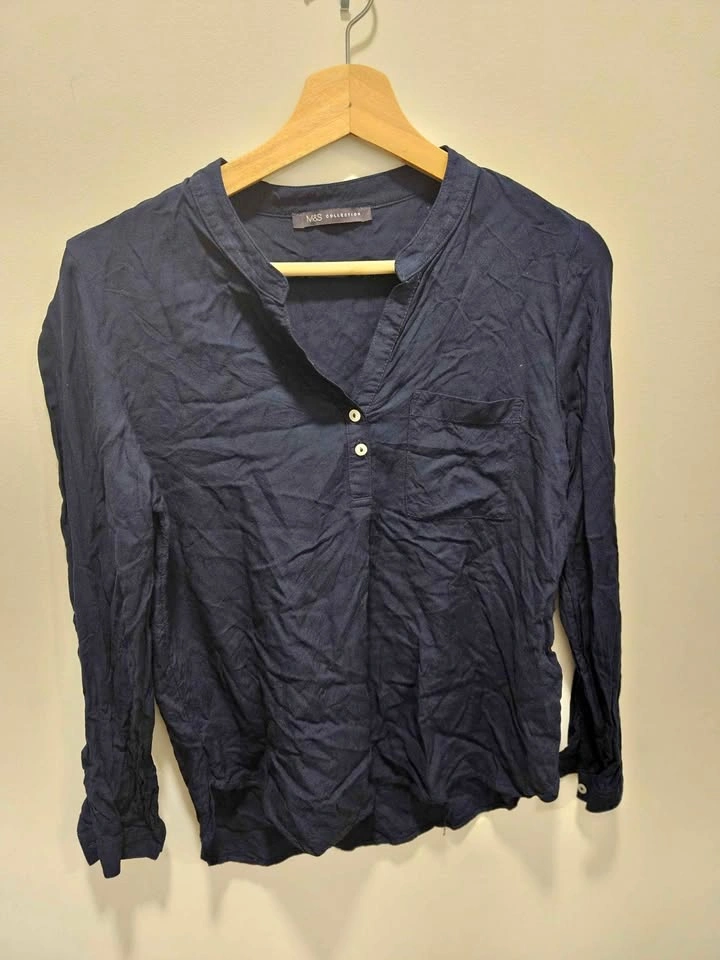 Marks & Spencer Navy Blue Long Sleeve Blouse