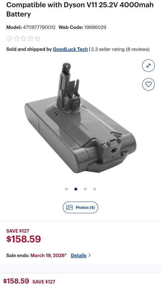 New ELO Battery for Dyson V11 Vacuum 25.5V 5000mAh - photo 5