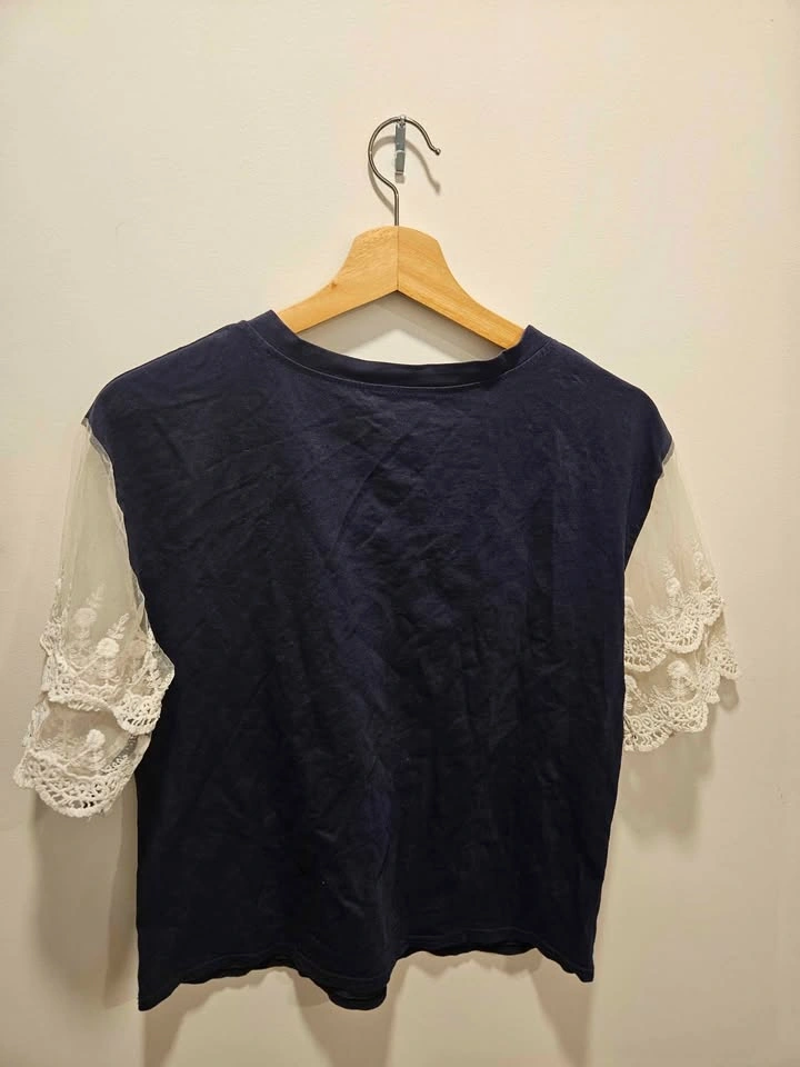 Navy Blue Top with Lace Sleeves (Free Size) - photo 2