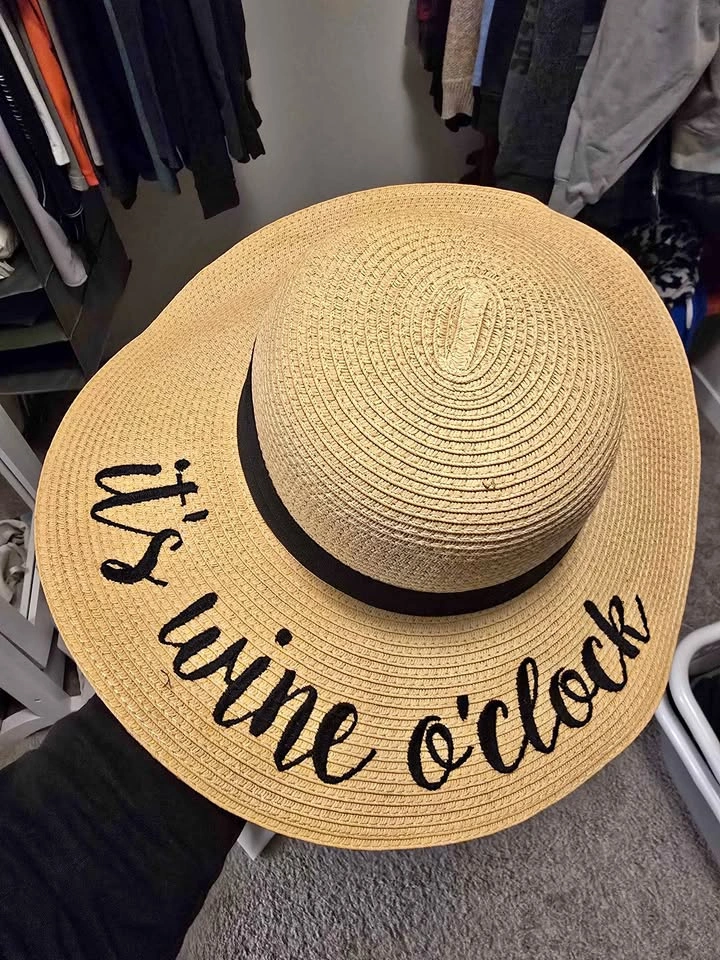 It's Wine O'Clock Straw Sun Hat