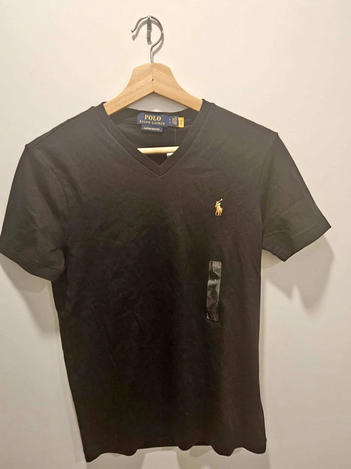 Ralph Lauren Black V-neck T-shirt (Men's S, Custom Slim Fit) BRA