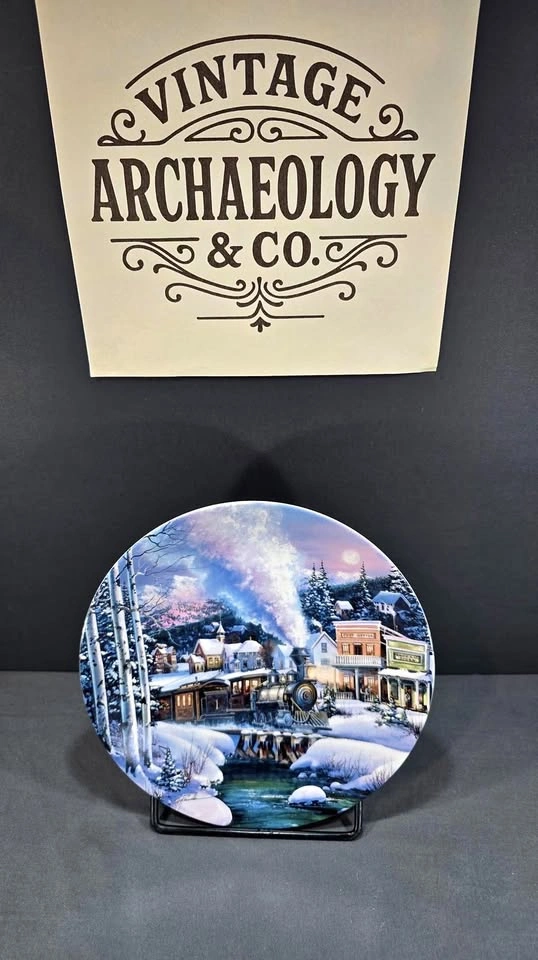 Bradford Exchange Moonlit Journey Train Collector Plate