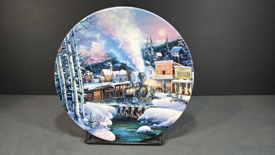 Bradford Exchange Moonlit Journey Train Collector Plate - photo 2