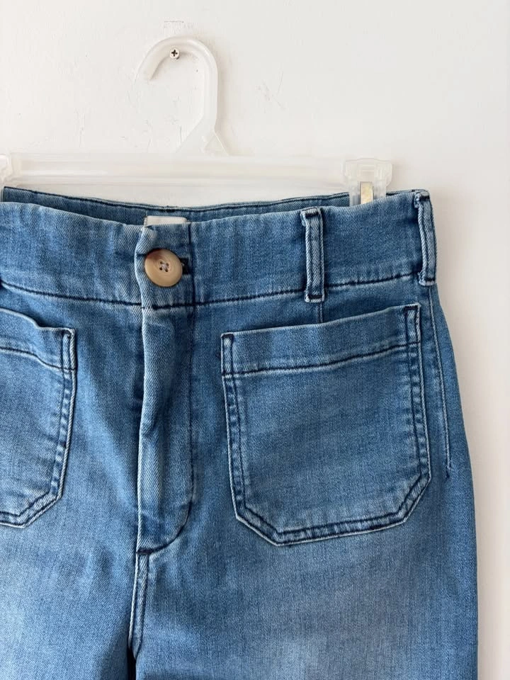 Maeve Anthropologie Colette Blue Denim Crop High Rise Wide Leg J - photo 2