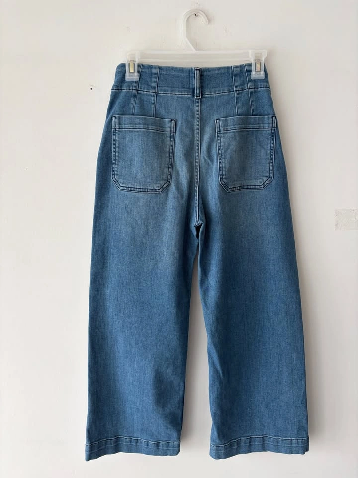 Maeve Anthropologie Colette Blue Denim Crop High Rise Wide Leg J - photo 5