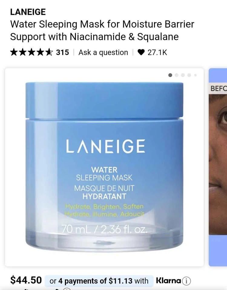 LANEIGE Water Sleeping Mask 70 mL - Made in Korea - photo 4