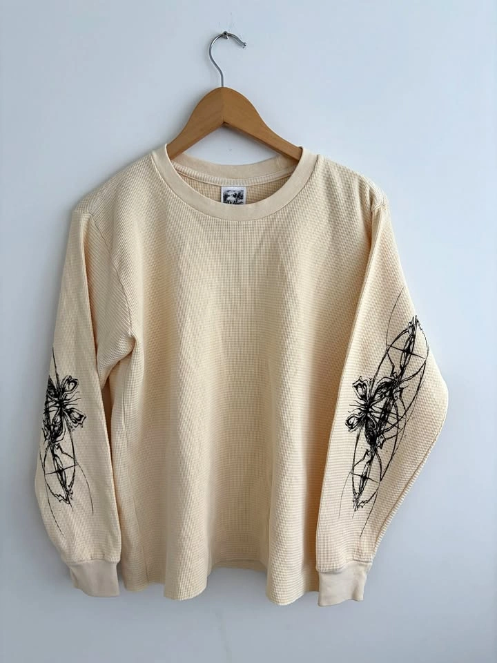 Basketcase Gallery War Thermal Henley Shirt Size M