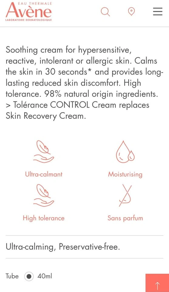 Avène Tolérance Control Soothing Skin Recovery Cream 40ml - photo 3